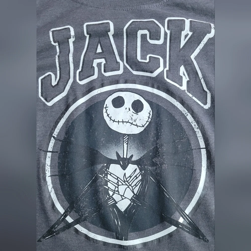 Disney Nightmare Before Christmas Jack Short Sleeve Grey Graphic Tee Shirt - Picture 6 of 12